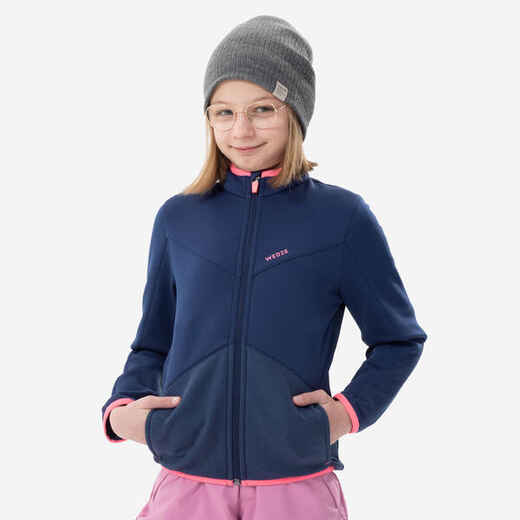 
      Kids’ skiing and snowboarding zip pullover 500 - Blue.
  