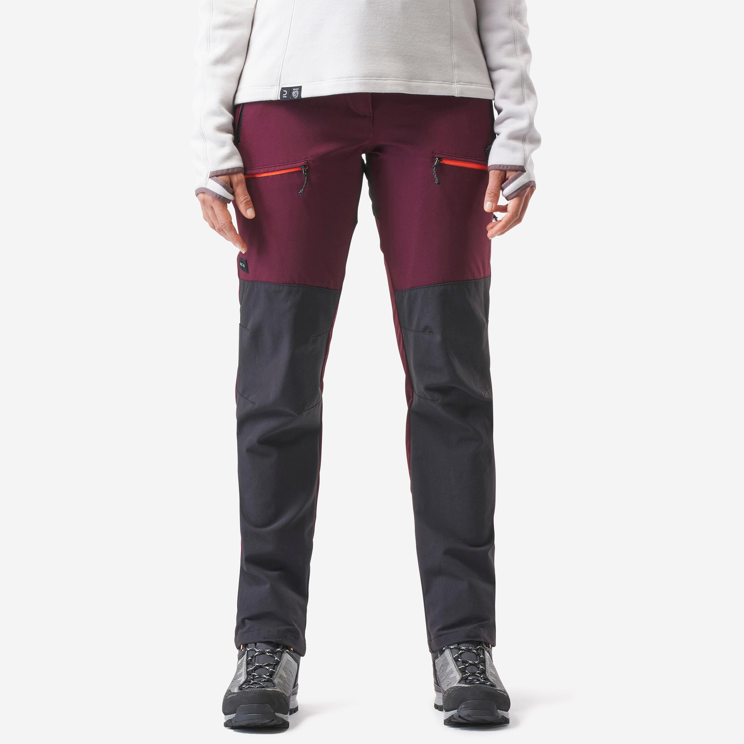 Women's Mountain Trekking Water-Repellent Trousers MT900 - maroon 1/11