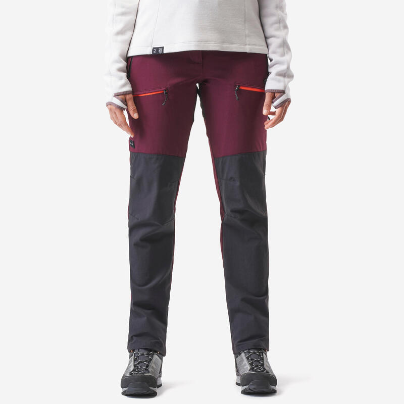 Pantalon déperlant de trek montagne - MT900 bordeaux - Femme