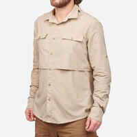 Men's long sleeved anti-UV desert trekking shirt - DESERT 900 - Beige