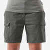 Women's Trekking and Travel Cotton Cargo Shorts - TRAVEL100 - Dark Green