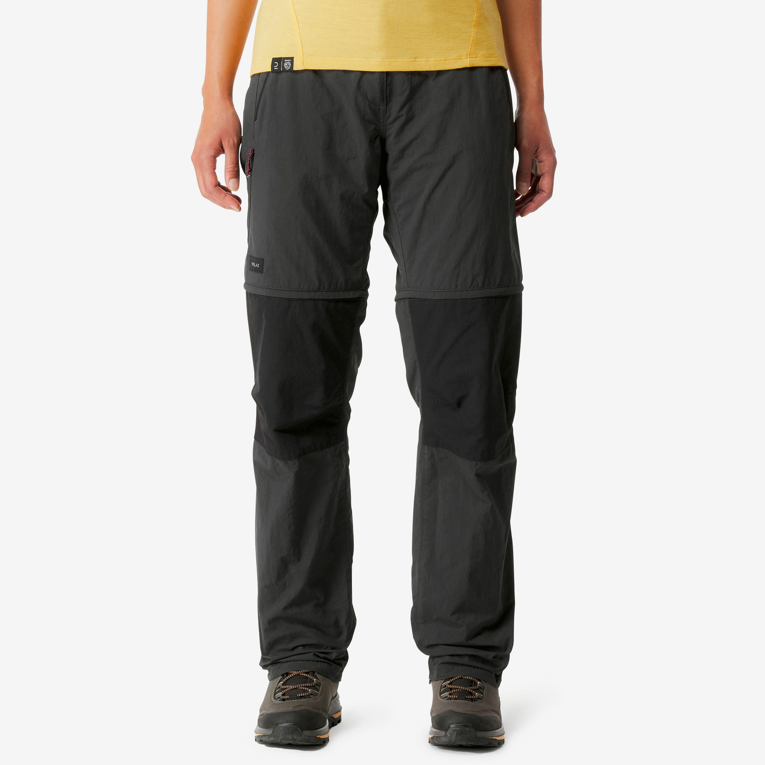 Women's 2-in-1 Hiking Pants - MT 100 Grey - Carbon grey, Black - Forclaz -  Decathlon