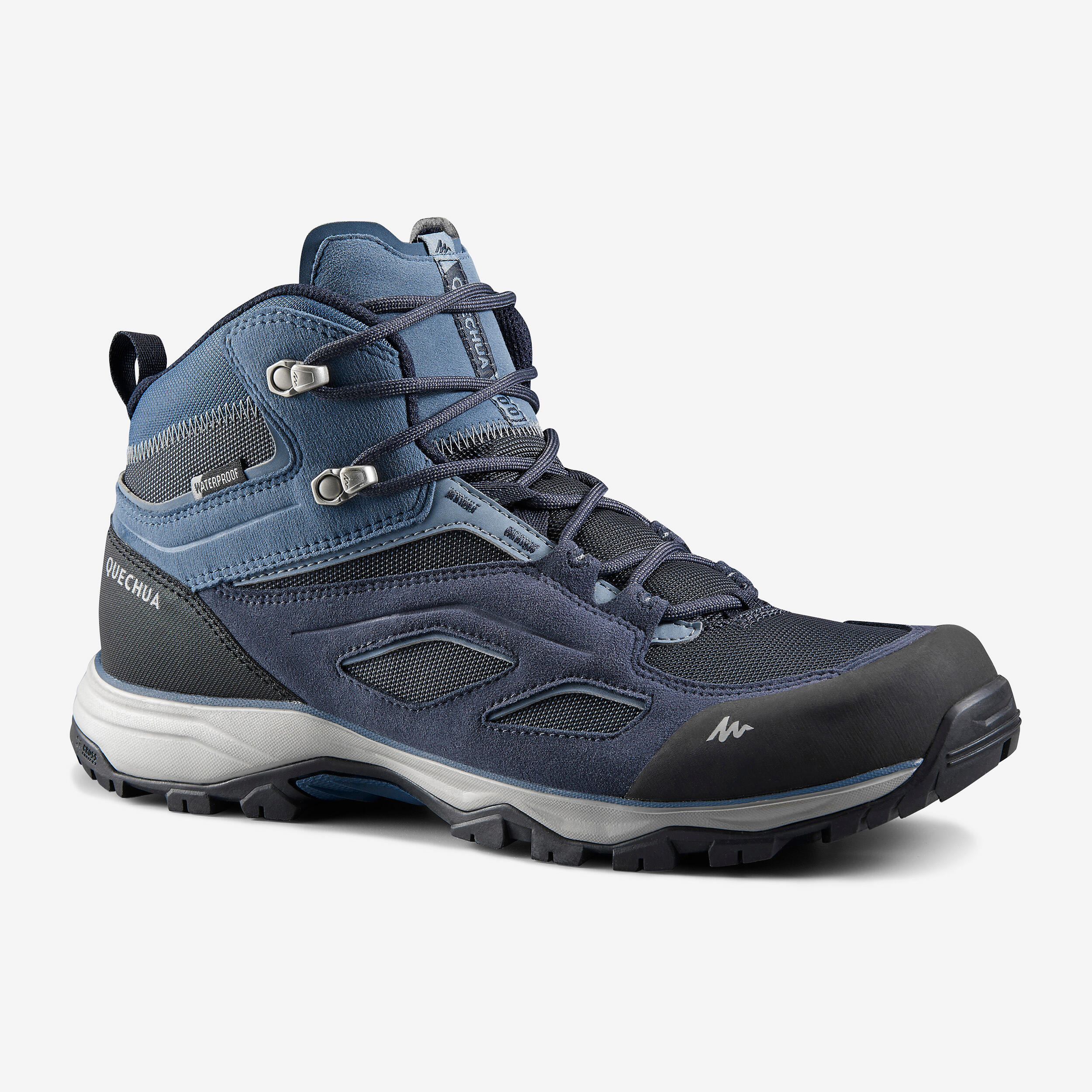 QUECHUA Men's Waterproof Mountain Walking Boot-Shoes - MH100 Mid - Blue