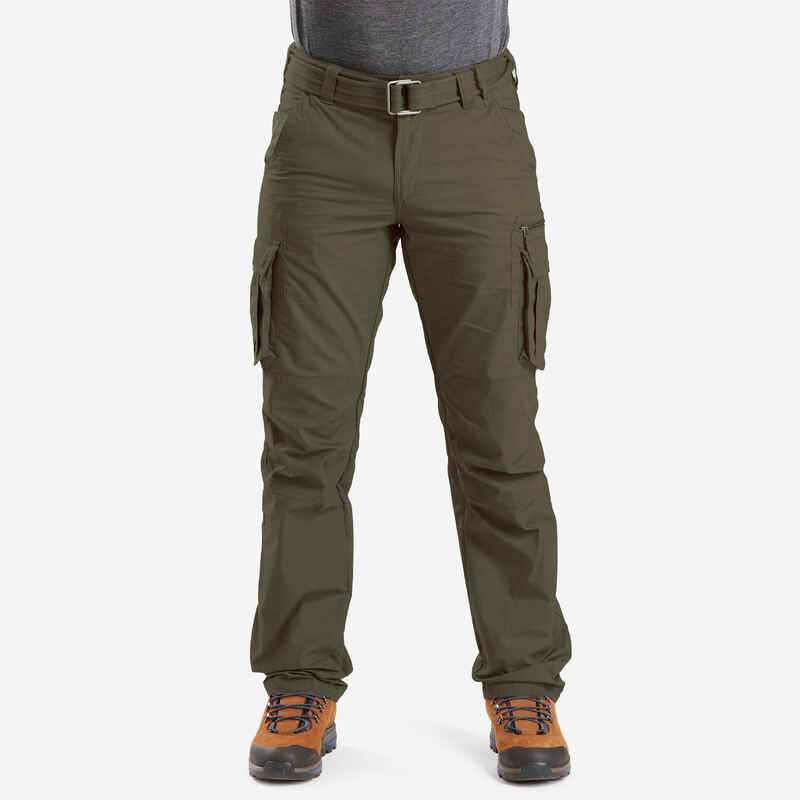 Men's Travel Trekking Cargo Pants TRAVEL 100 - Khaki - Decathlon