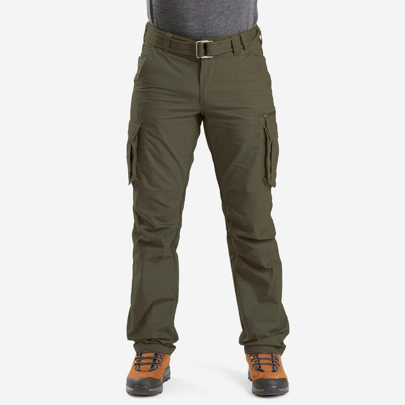 Pantaloni trekking cargo uomo TRAVEL100 con cintura beige