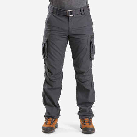 Pantalón cargo de trekking de viaje gris para hombre Travel 100