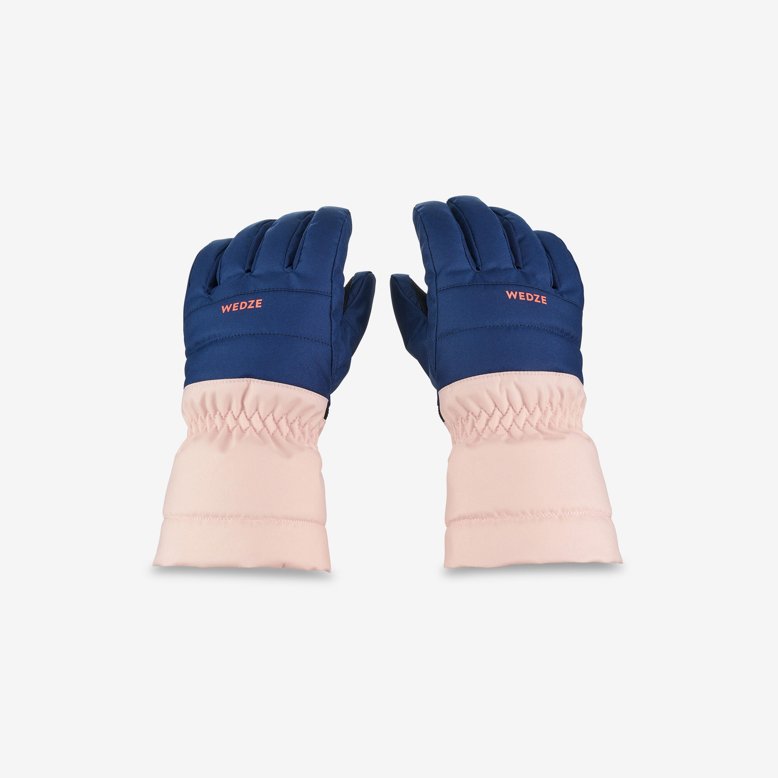 WARM, WATERPROOF CHILDREN'S SKI GLOVES 500 BLUE PINK