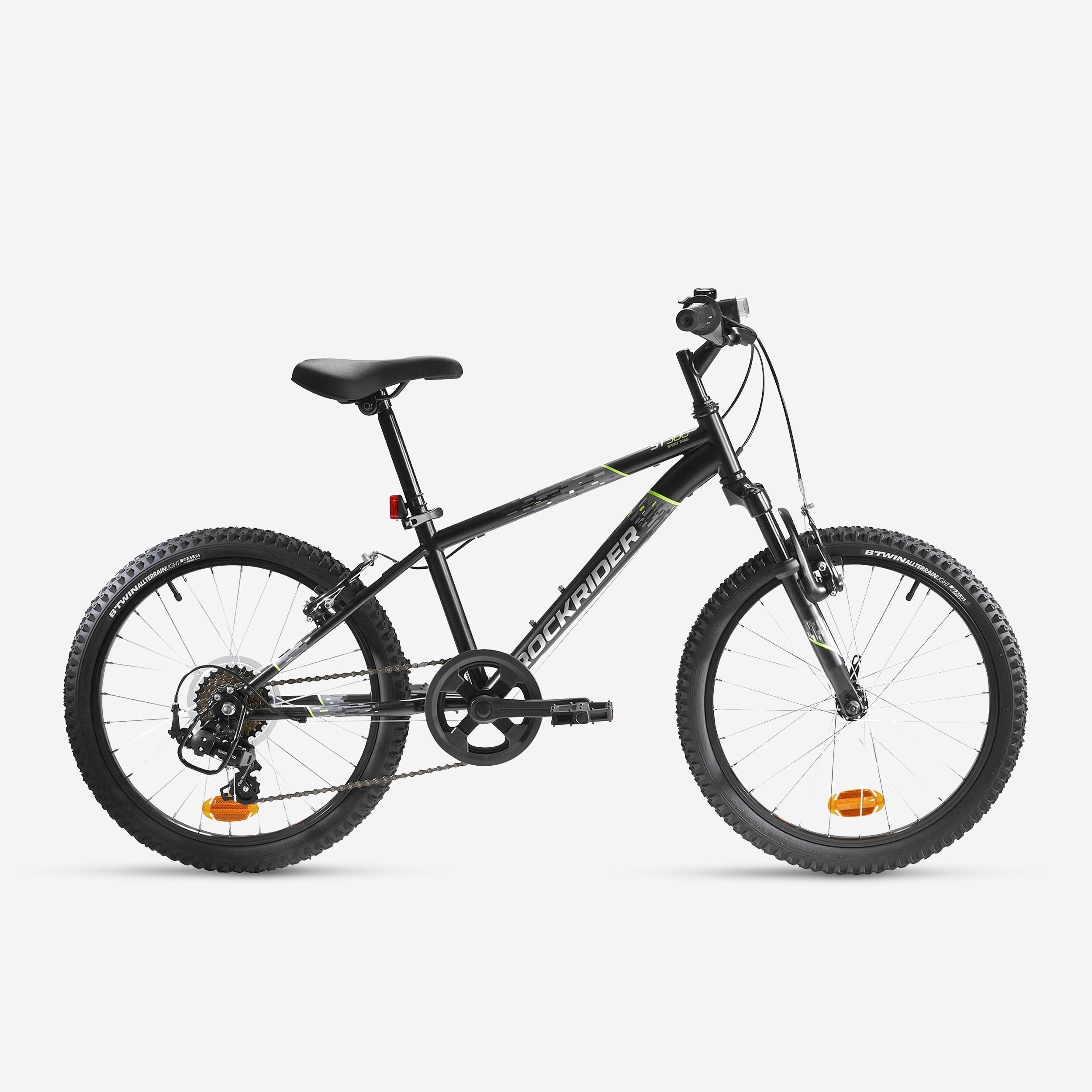 ROCKRIDER Kids' 20-inch, 6-speed, suspension fork mountain bike, black