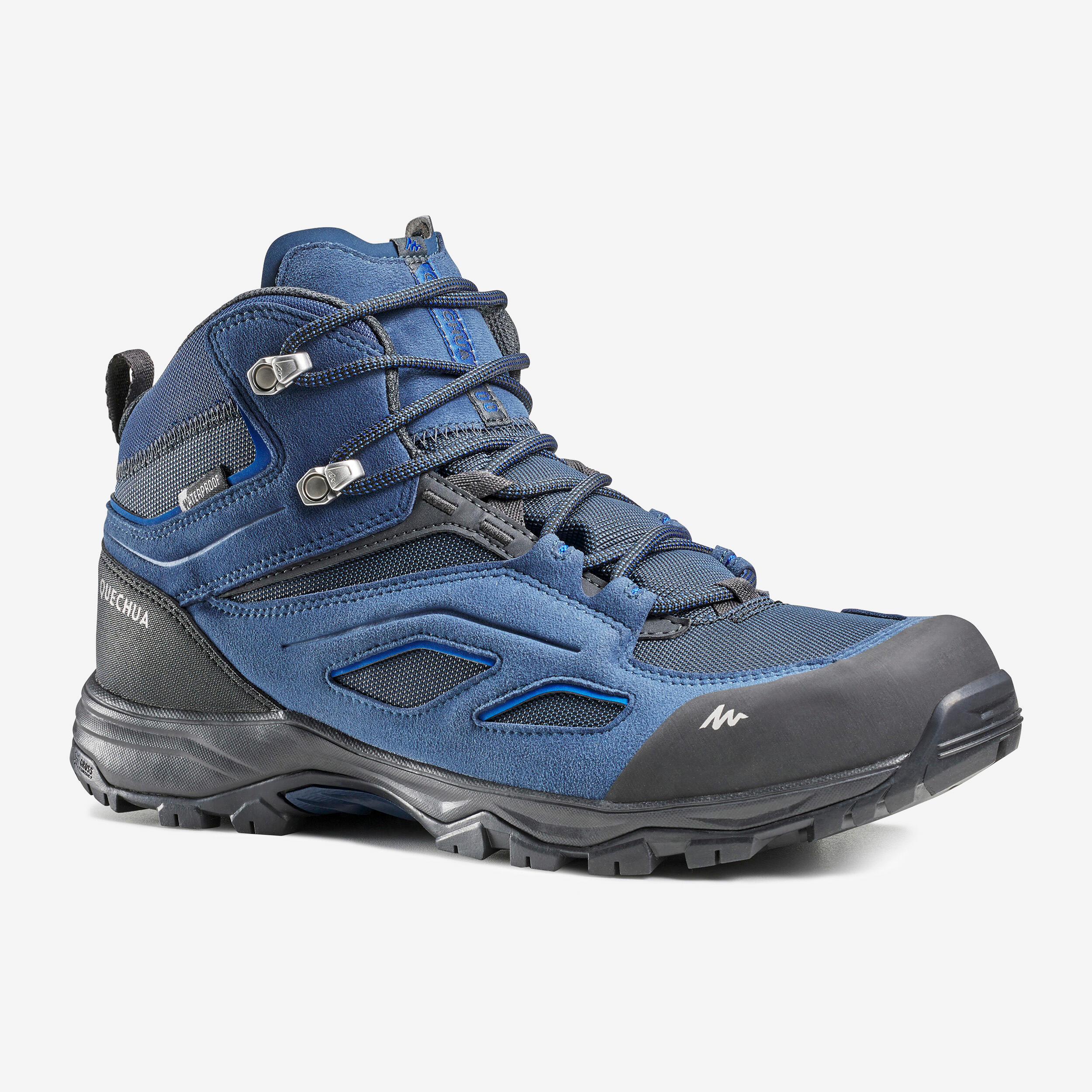 QUECHUA Men's Waterproof Mountain Walking Boots-Shoes MH100 Mid - Blue/black