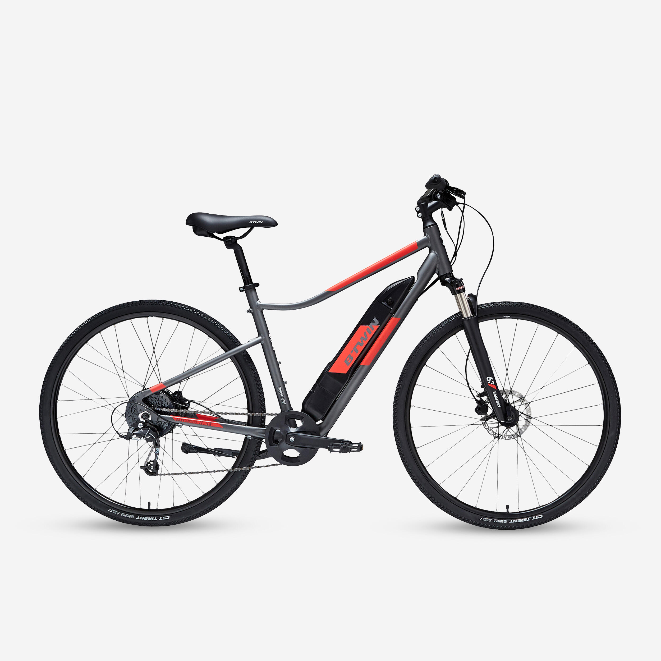 Elektrische hybridefiets Riverside 500E grijs rood