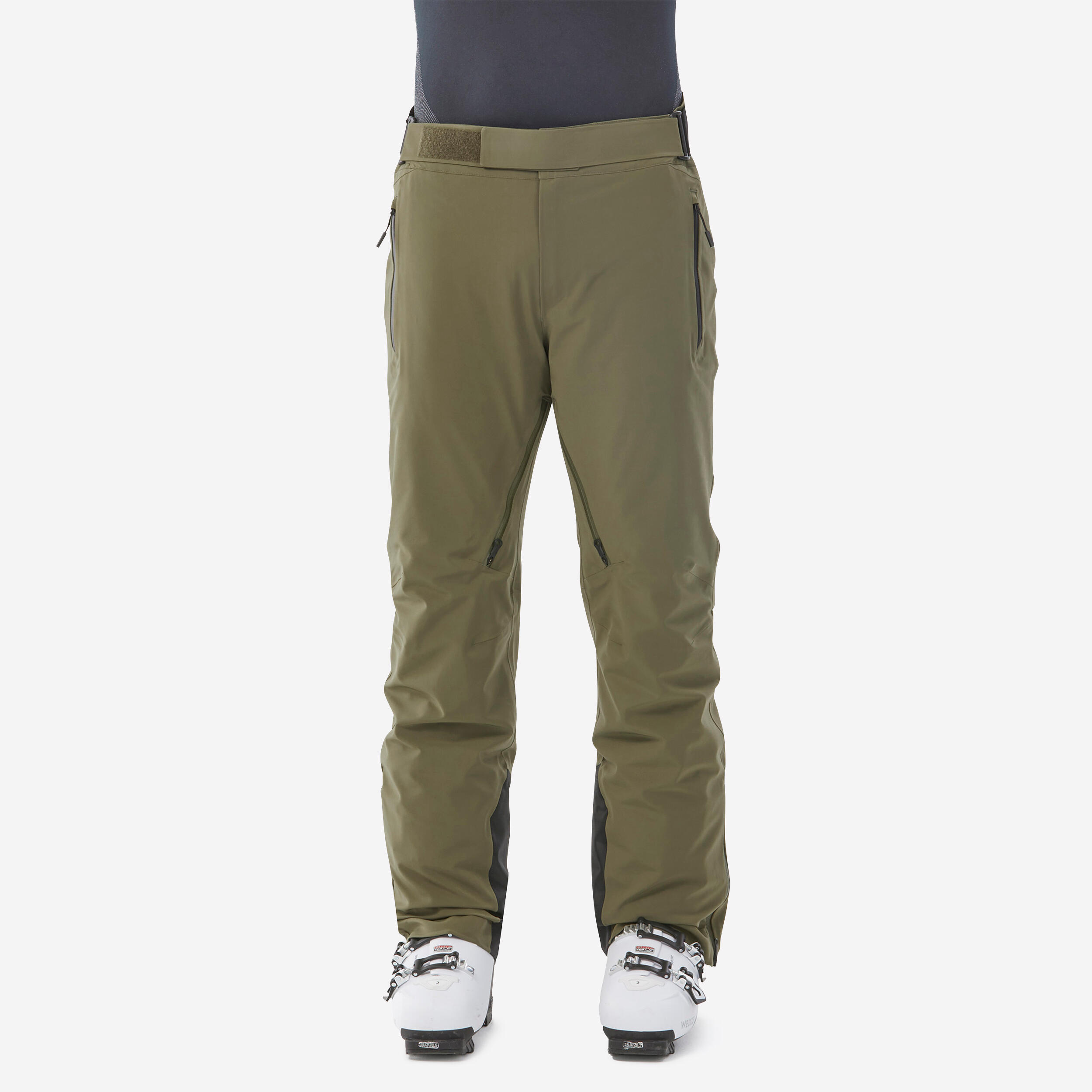 Men's breathable ski pants for freedom of movement, 900 khaki