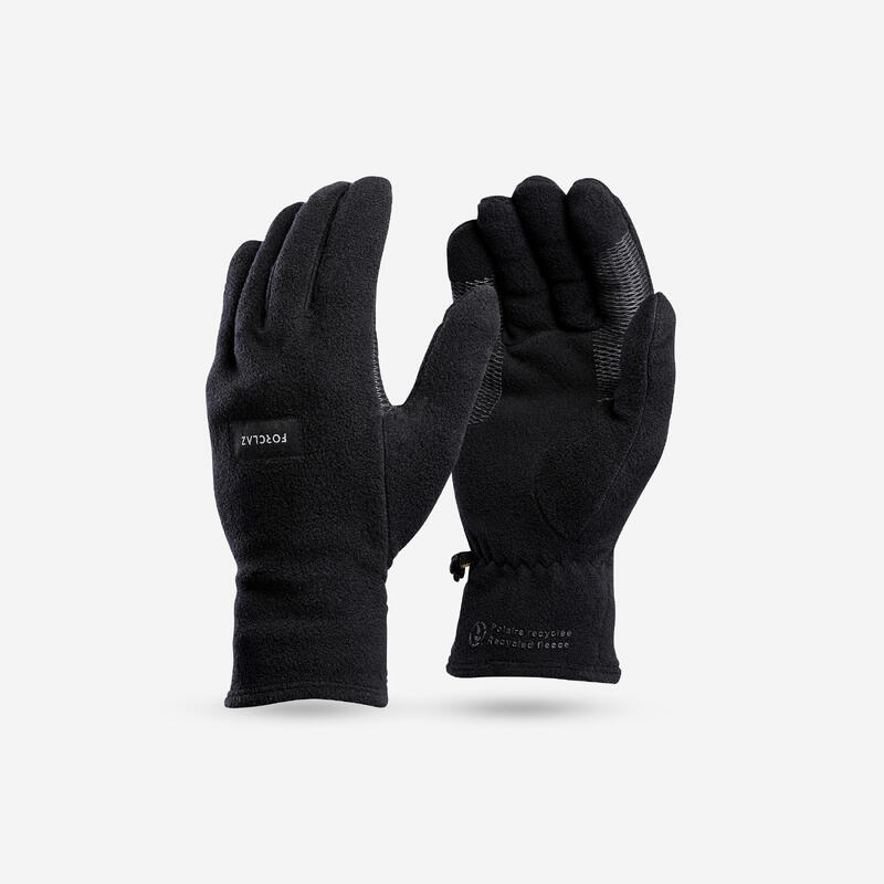 Gants polaire recyclés de trekking montagne -  MT100 noir - adulte