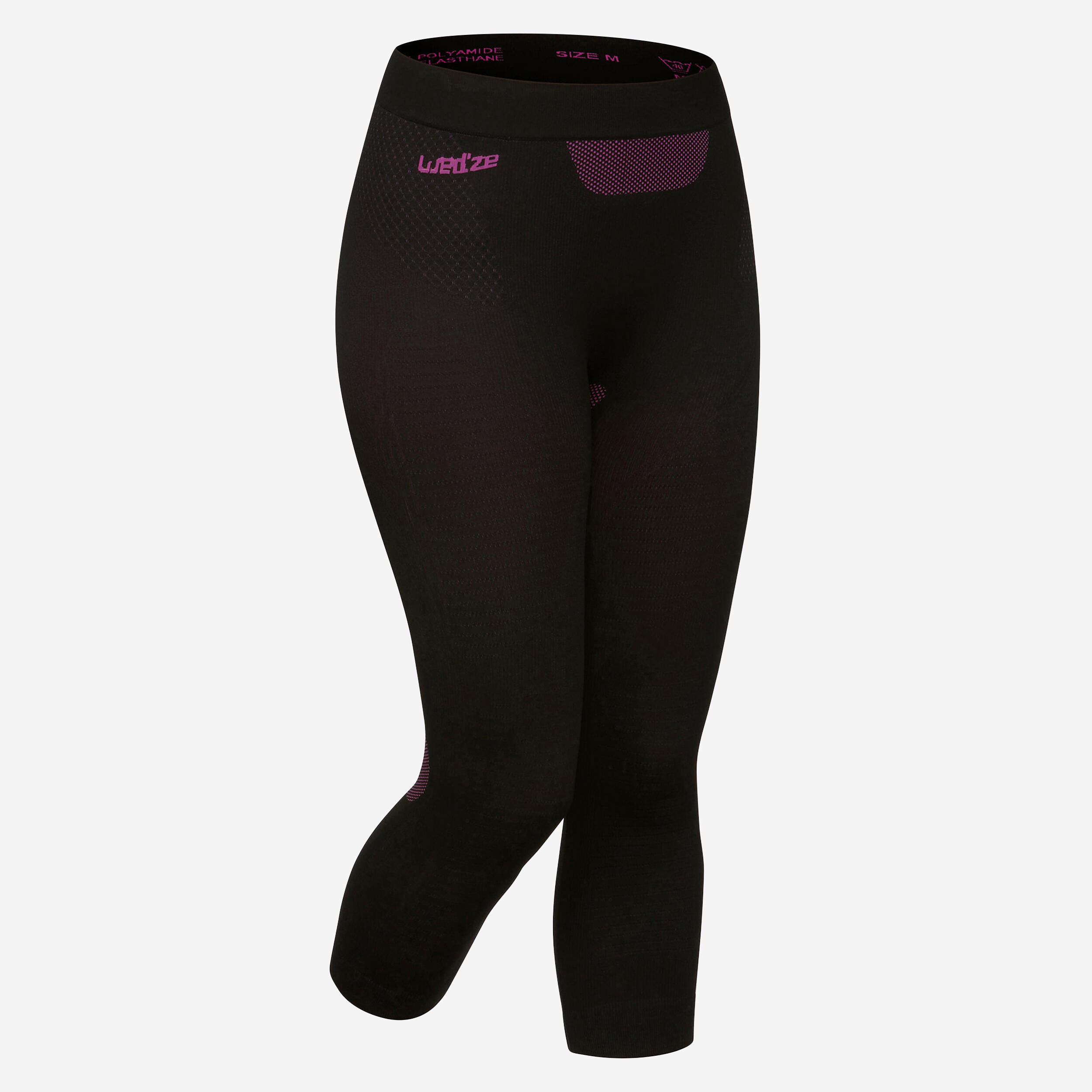 Women’s soft and seamless ski bottom base layer - BL 500 - Black / Purple