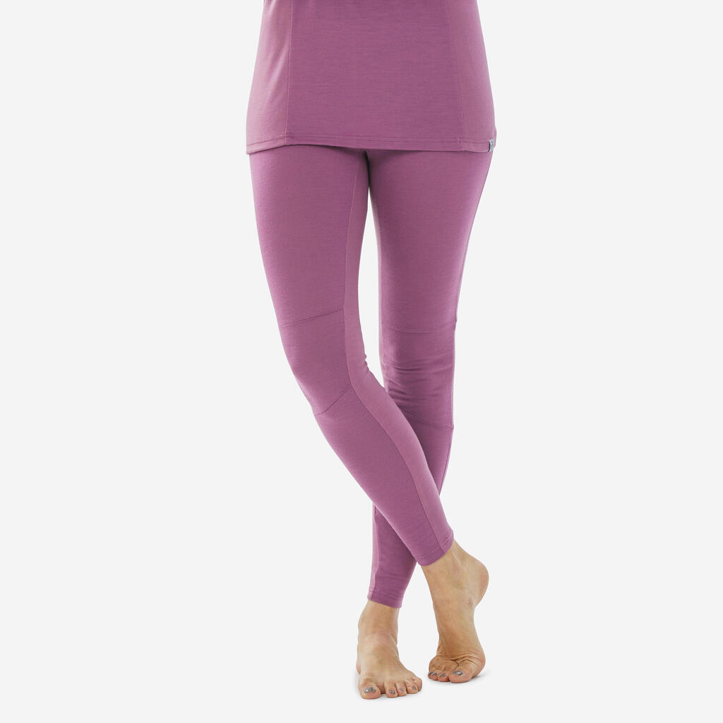 Pantalón térmico de esquí de lana merina rosa para mujer BL 900
