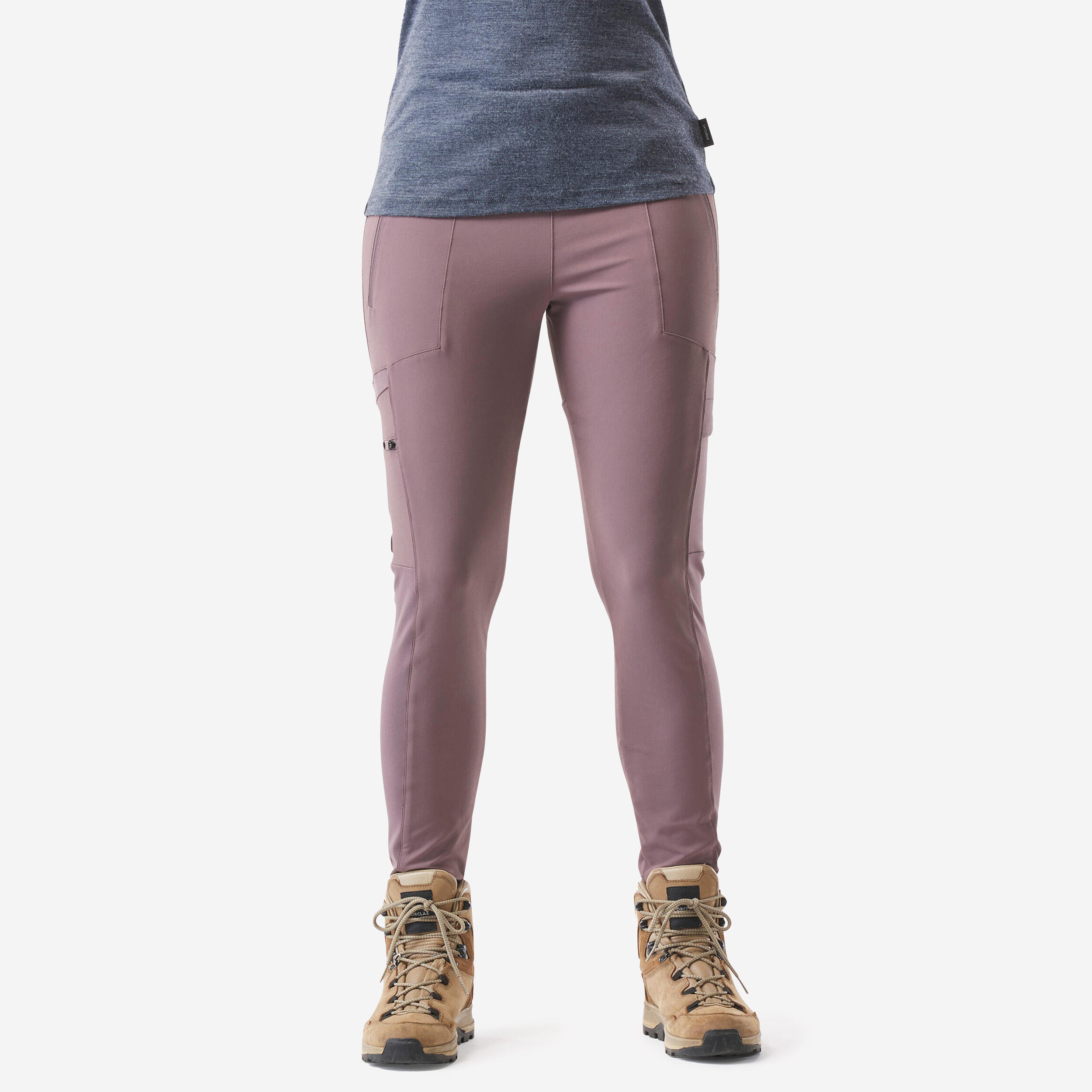 legging de trekking & voyage resistant - travel 500 - violet - femme - forclaz
