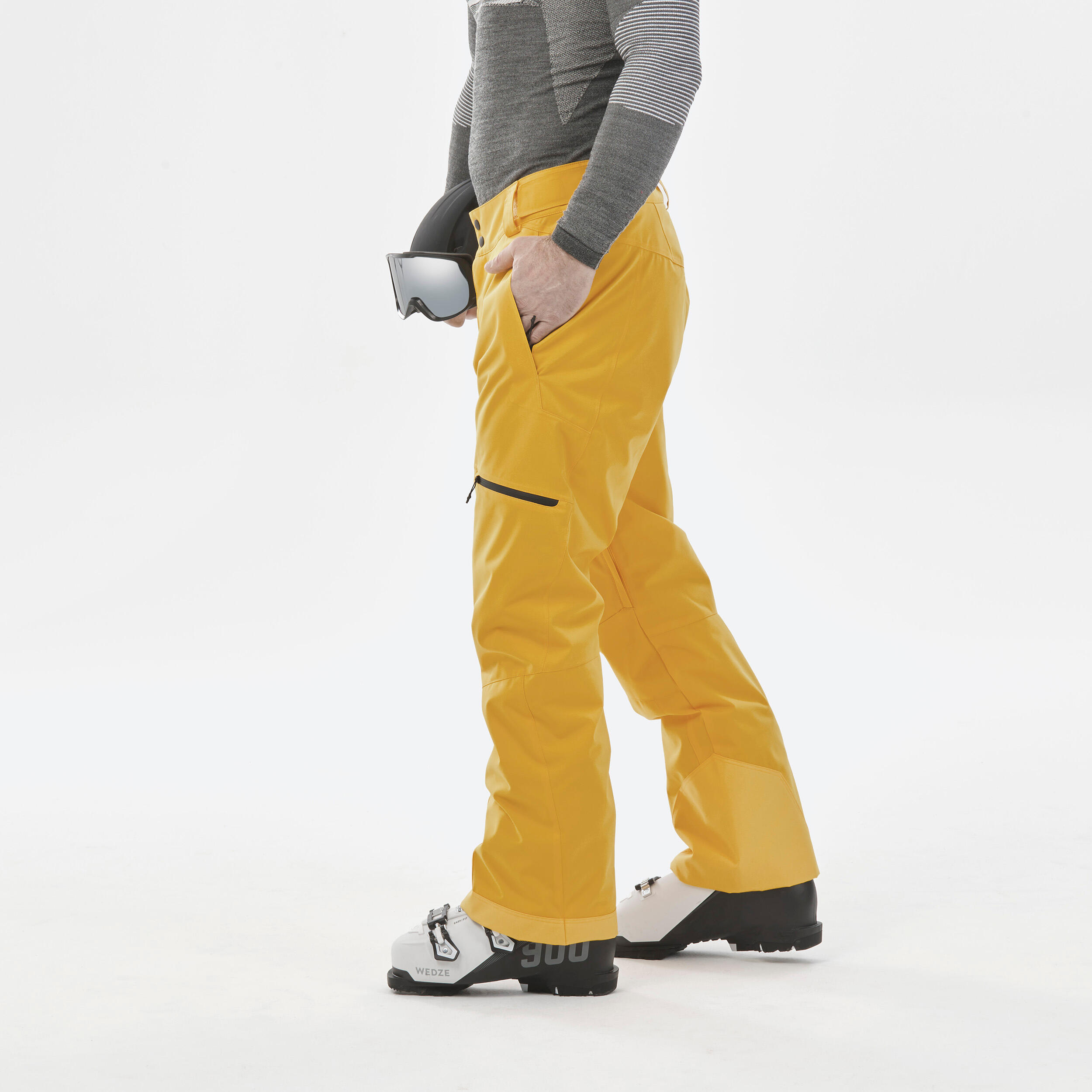 Mens Warm Ski Trousers Regular 500 - Light Yellow 2/8