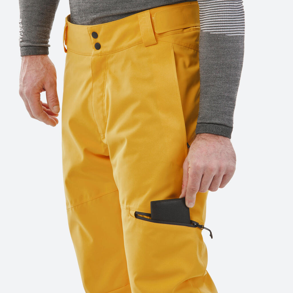 Mens Warm Ski Trousers Regular 500 - Light Yellow