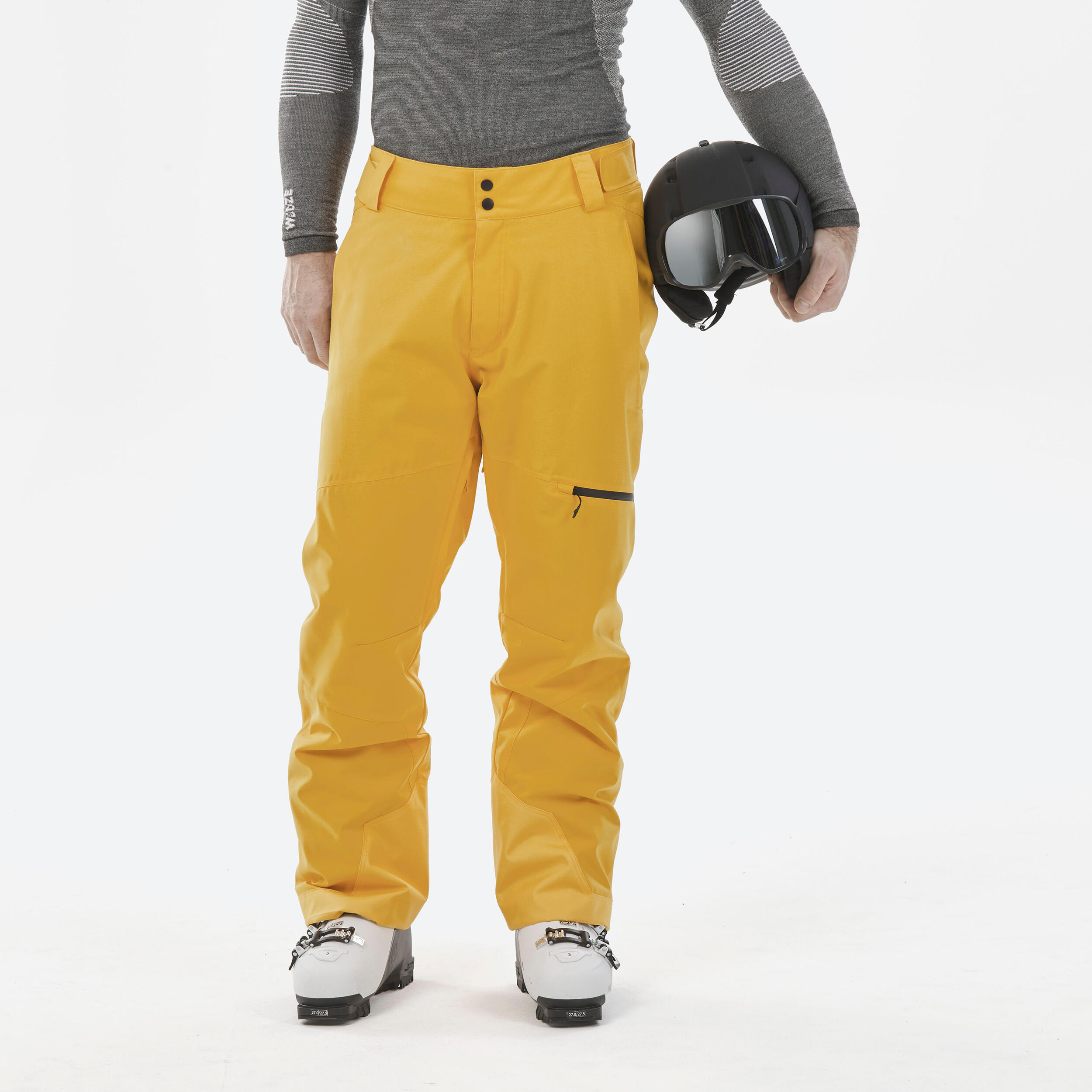 Mens Warm Ski Trousers Regular 500 - Light Yellow 1/8
