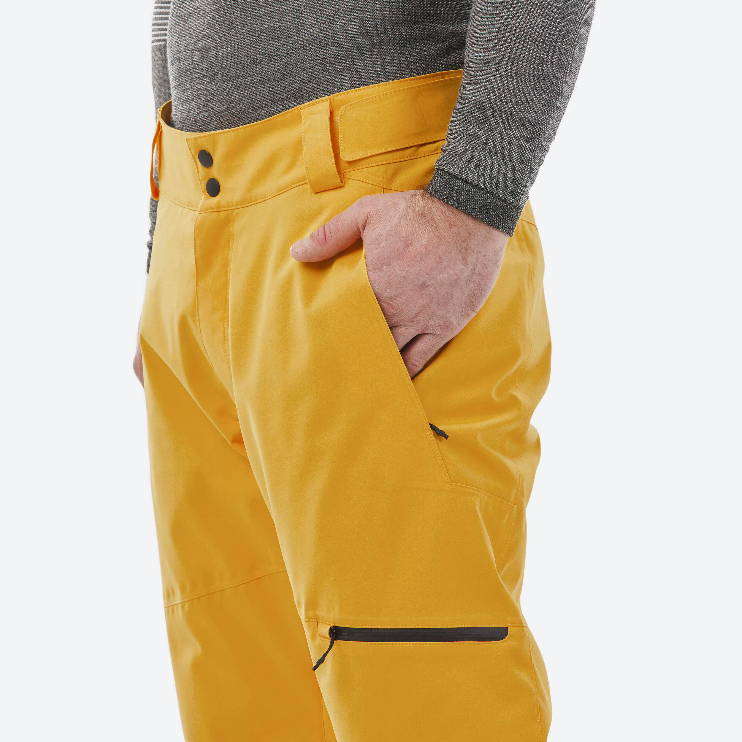 Mens Warm Ski Trousers Regular 500 - Light Yellow 7/8