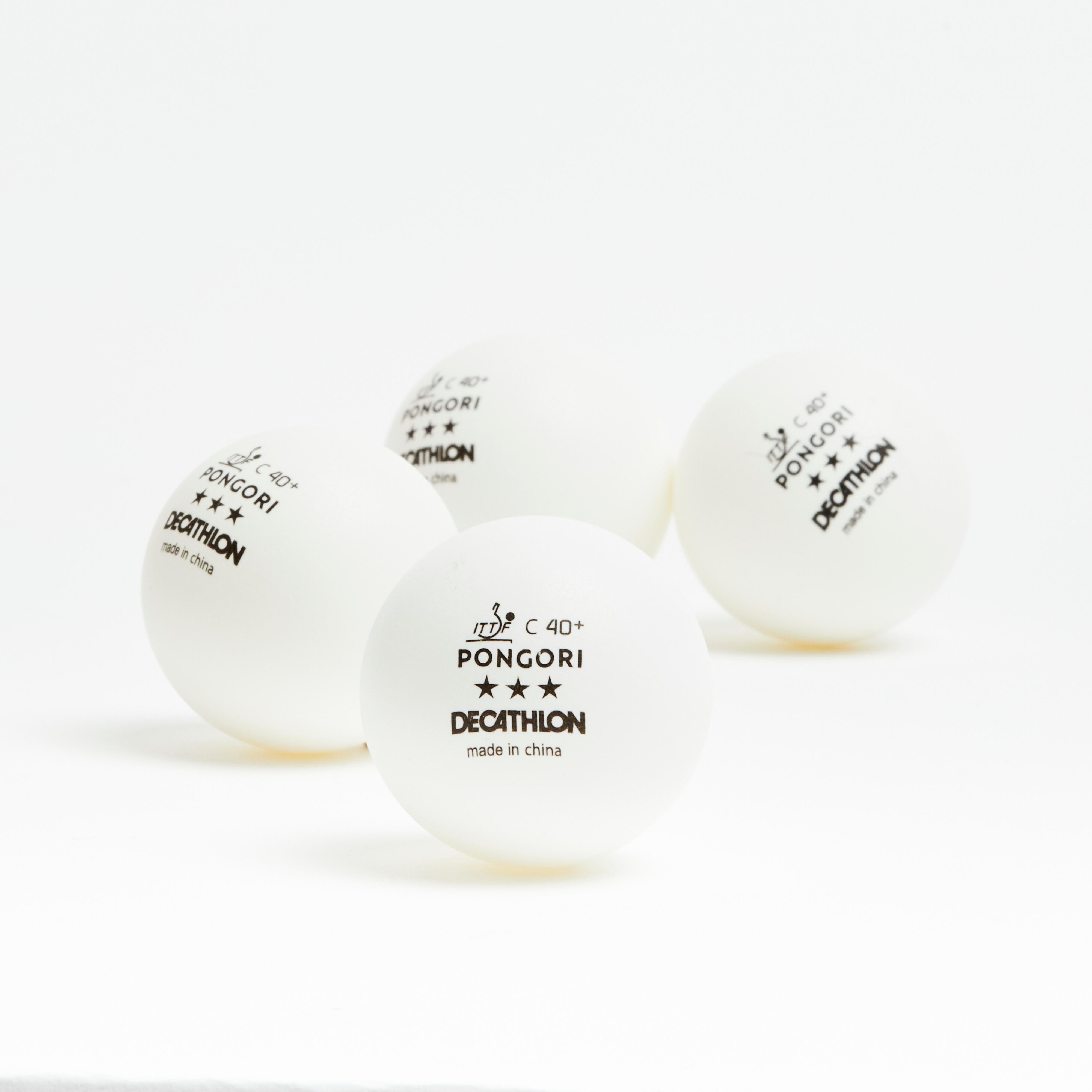 Table Tennis Balls TTB 900C 40+ 3* x 4 - White - PONGORI