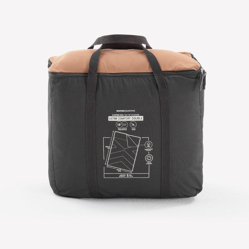 Sac de dormit de camping 10°C din bumbac, 2 persoane, Utim confort