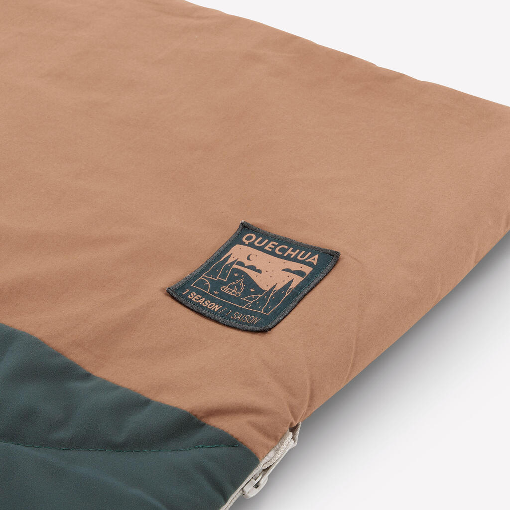 COTTON SLEEPING BAG FOR CAMPING - ULTIMCOMFORT 20° COTTON KHAKI