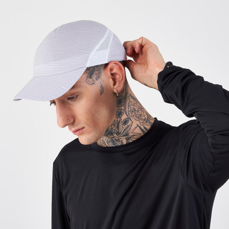 Casquette running Homme Femme - KIPRUN Ajustable gris clair