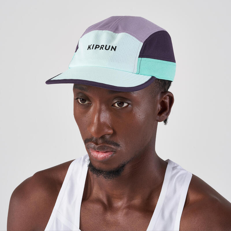 Casquette running homme femme - kiprun 5 panneaux turquoise violet