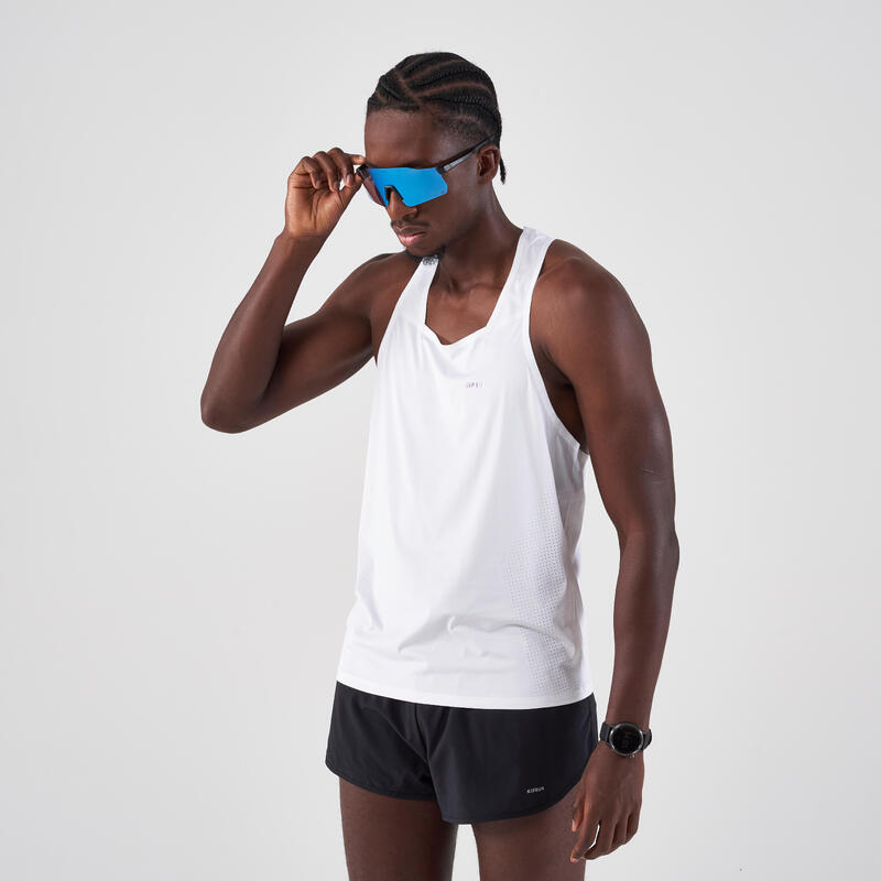 Débardeur Running Performance Homme, KIPRUN Replika 900 Blanc