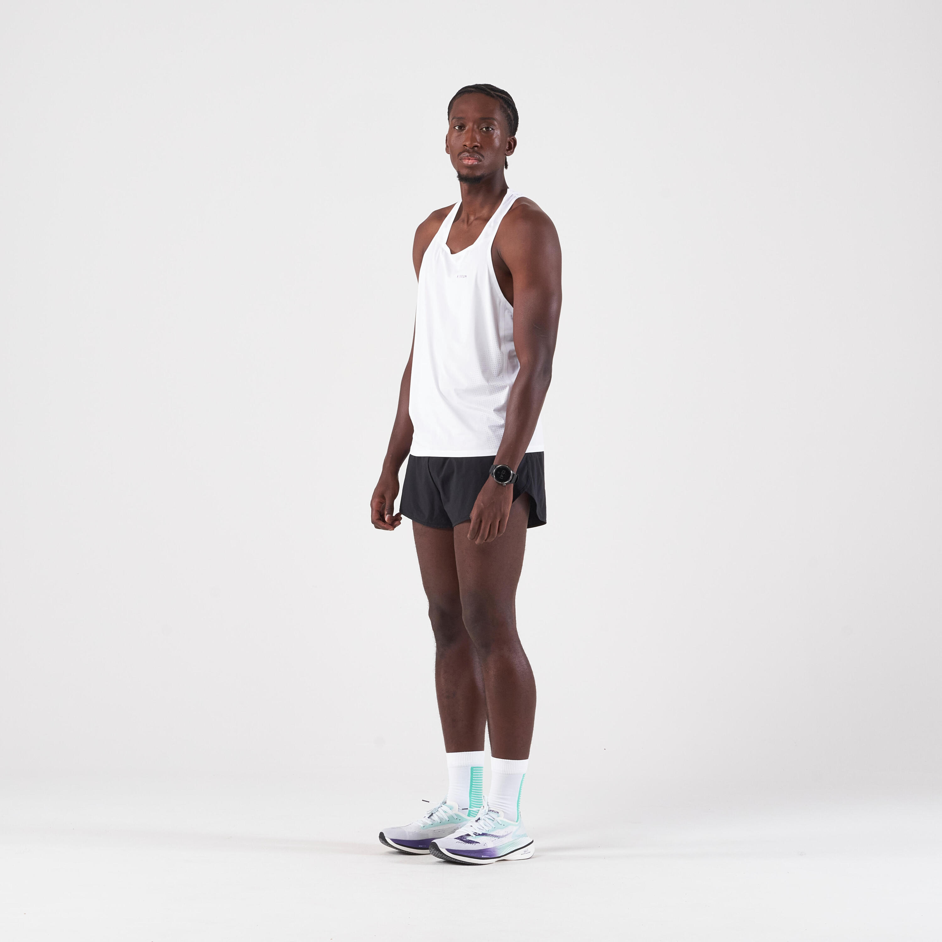Men's KIPRUN Run 500 Comfort Split Running Shorts - Black 4/4