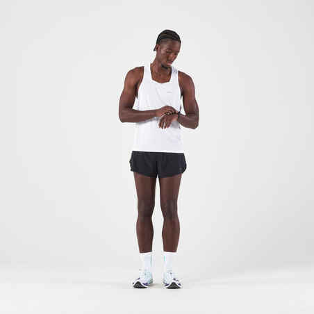 מכנסי ריצה קצרים לגברים עם תחתונים KIPRUN Run 500 Comfort - שחור