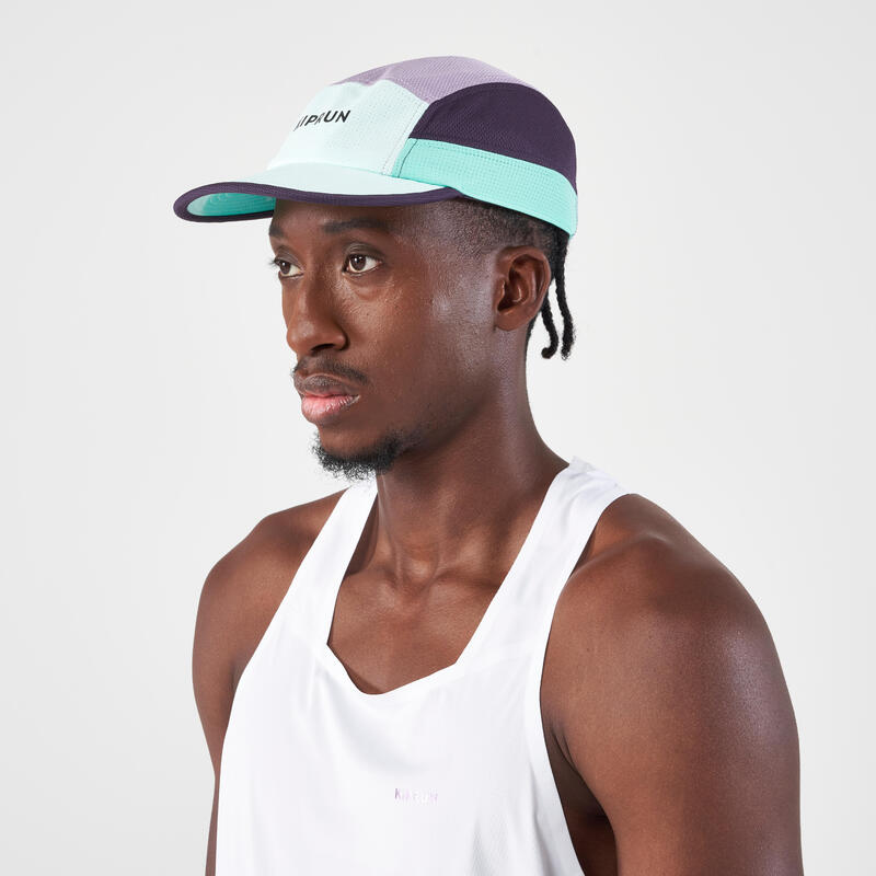 Casquette running homme femme - kiprun 5 panneaux turquoise violet