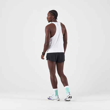מכנסי ריצה קצרים לגברים עם תחתונים KIPRUN Run 500 Comfort - שחור