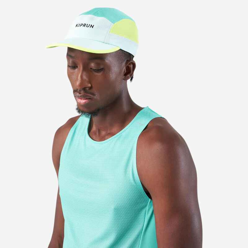 Unisex Running Cap - Kiprun 5 Panels Turquoise Yellow