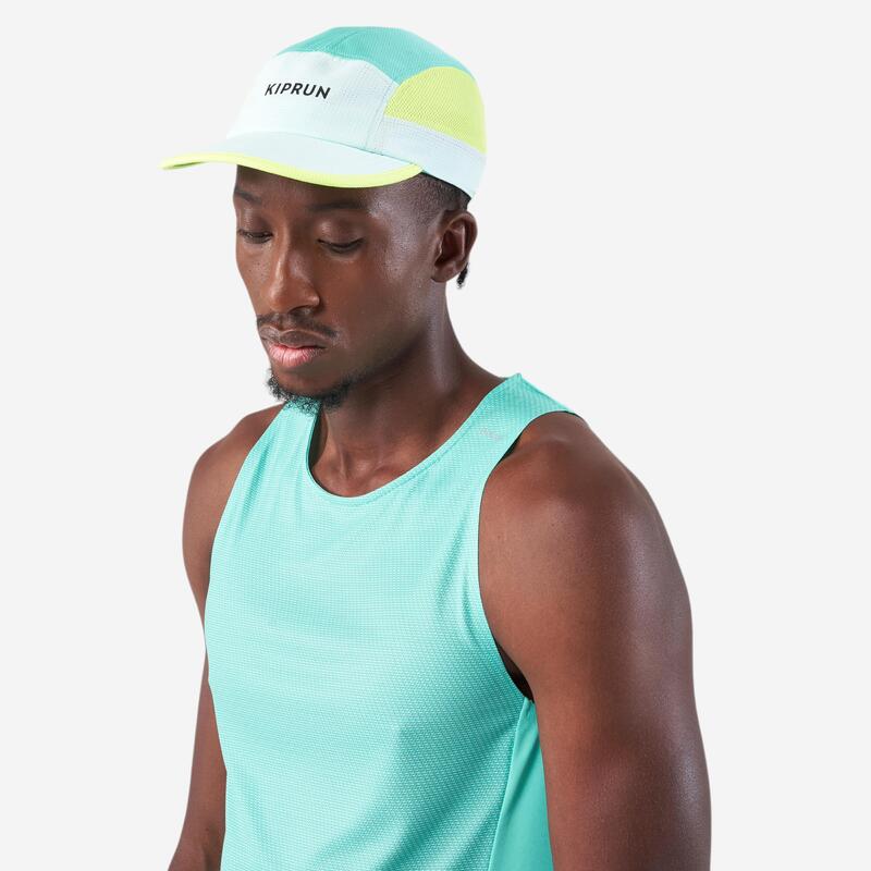 Casquette running Homme Femme - KIPRUN 5 panneaux turquoise jaune