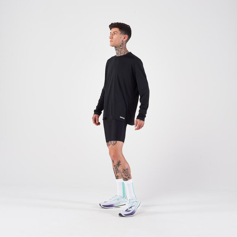 Maglia manica lunga running uomo RUN DRY 500 anti-UV nera