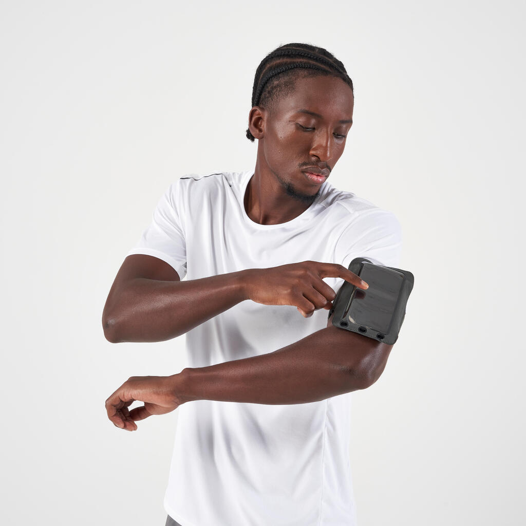 Brassard running smartphone grand téléphone Homme Femme  KIPRUN gris