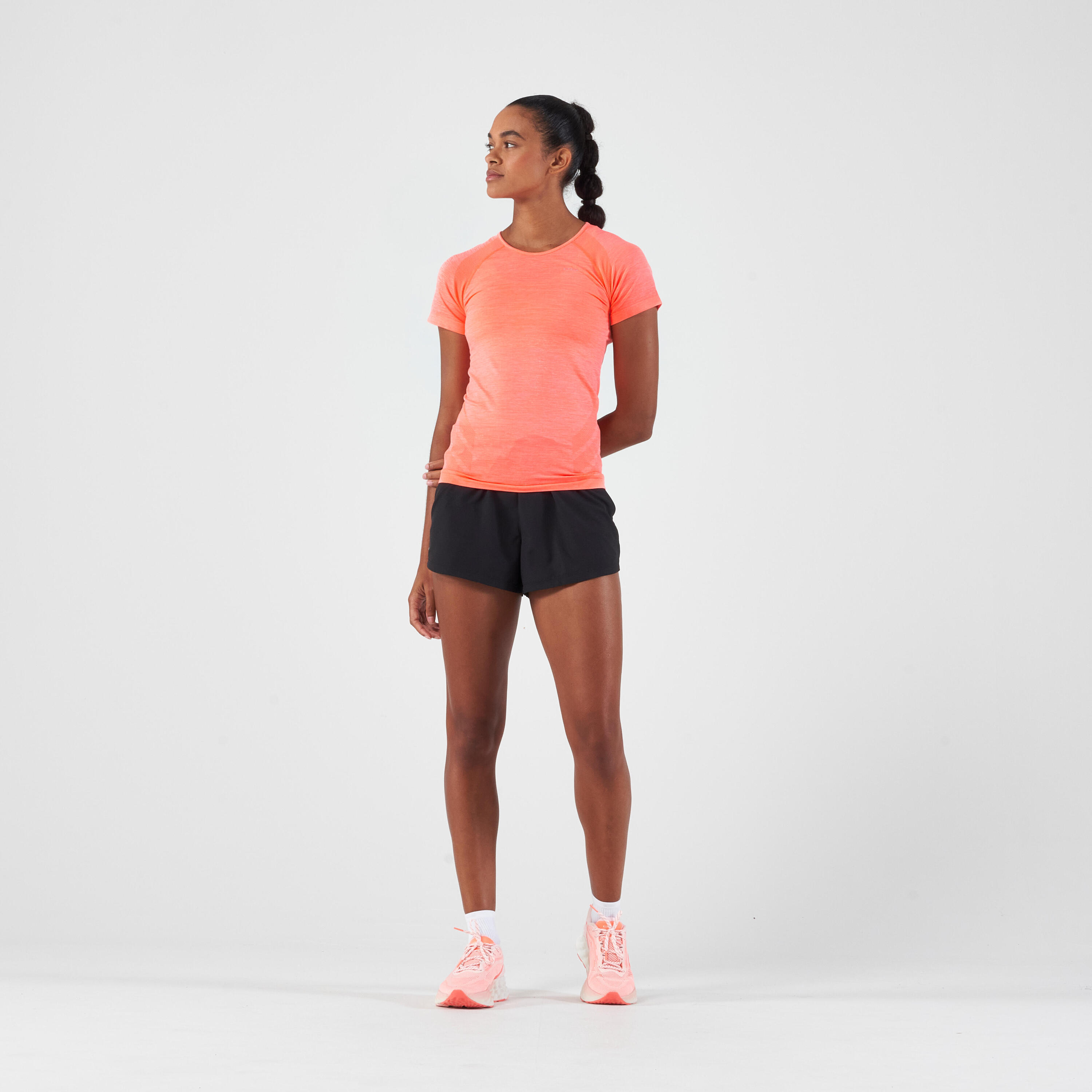 Women's Running&Trail Running Seamless T-Shirt Kiprun Run 500 Comfort Slim-Coral 5/6