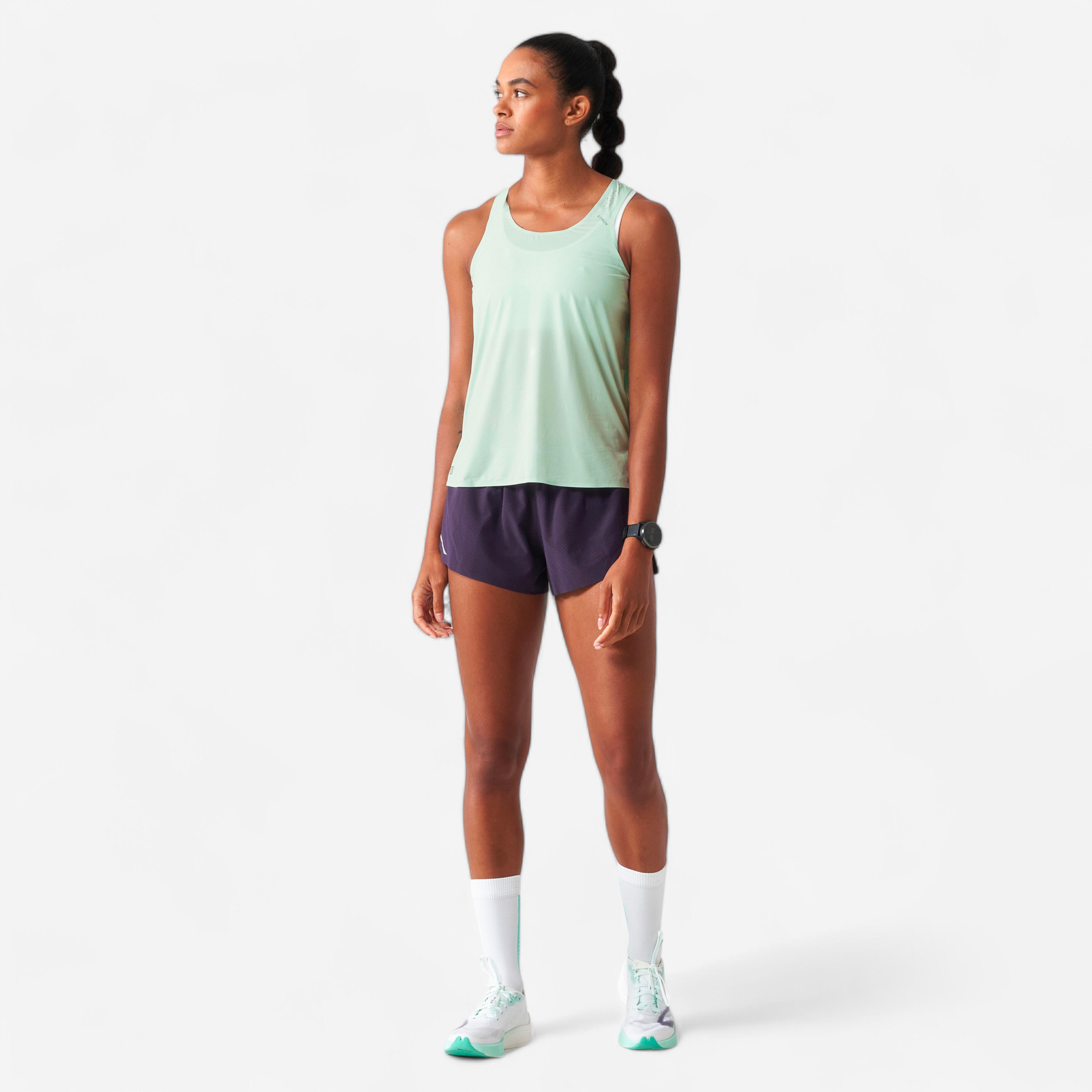 débardeur running léger femme - kiprun run 900 light turquoise - kiprun