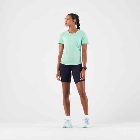 Majica za trčanje Kiprun Run 500 Comfort bešavna ženska svijetlozelena