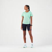 女款舒適無縫跑步 T 恤 Run 500－淡綠色
