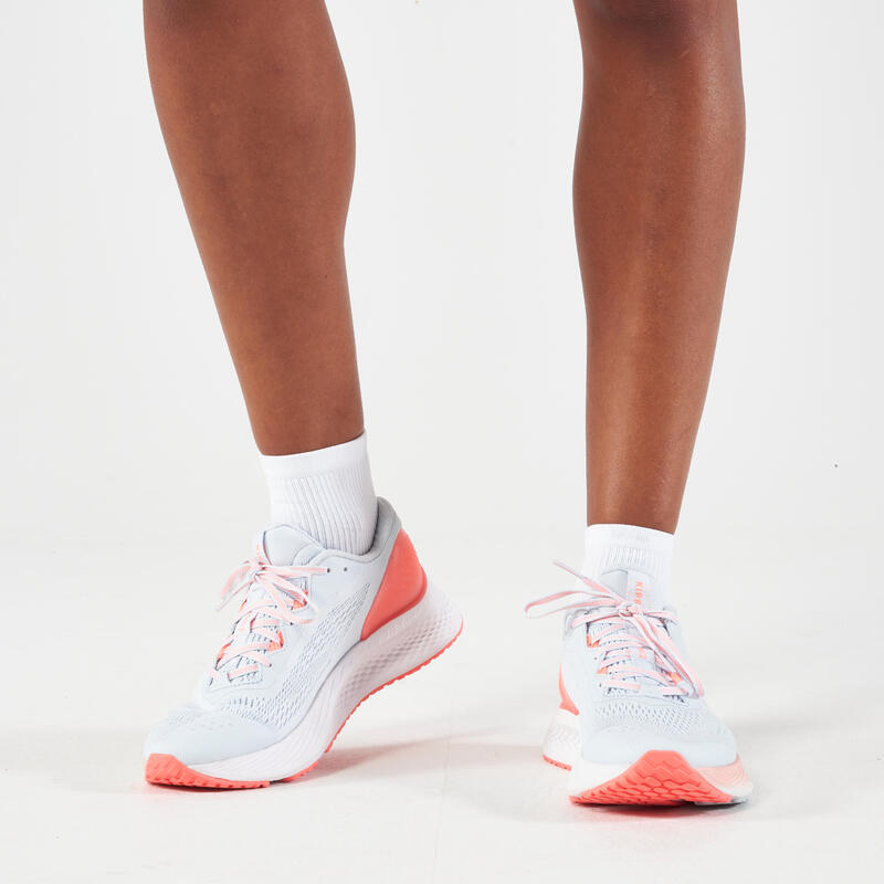Kadın Gri ve Mercan Rengi Spor Ayakkabı KIPRUN KS 500 2 - Koşu