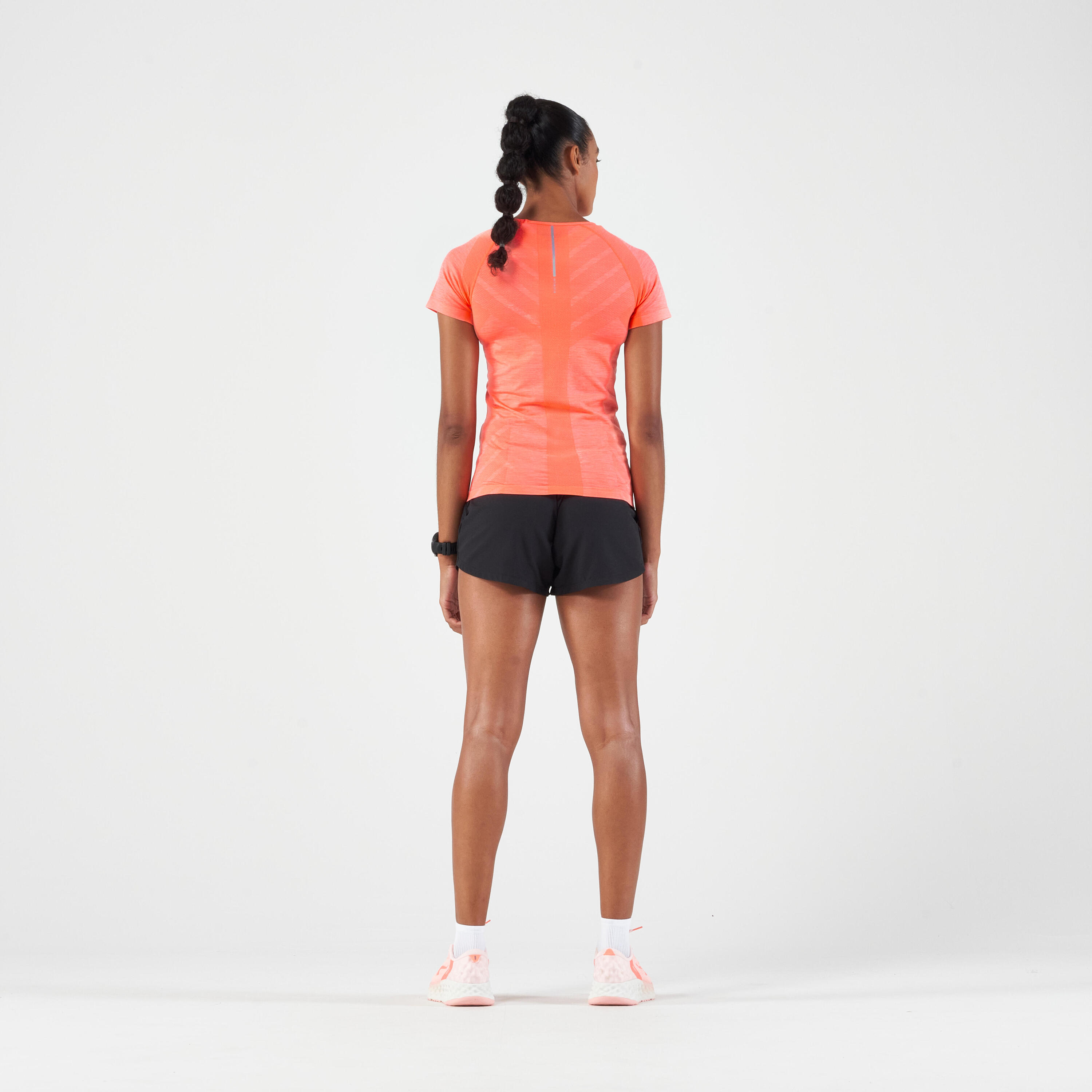 Women's Running&Trail Running Seamless T-Shirt Kiprun Run 500 Comfort Slim-Coral 6/6