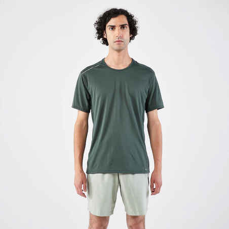 Temno zelena moška tekaška majica s kratkimi rokavi DRY+