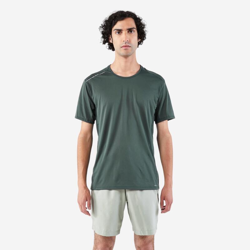 T-shirt de Corrida Respirável Homem - VERDE ESCURO