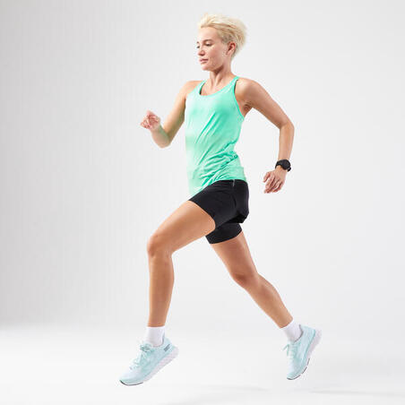 Майка жіноча KI PRUN Run 500для бігу з вшитим топом зелена