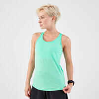 KIPRUN Run 500 women's running tank top with built-in bra - green