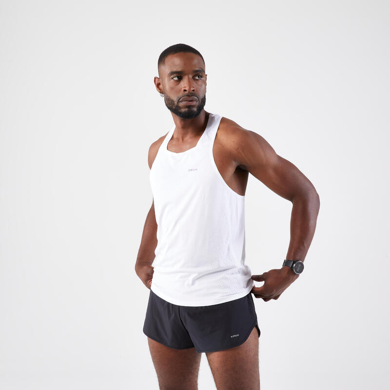 Débardeur Running Performance Homme, KIPRUN Replika 900 Blanc
