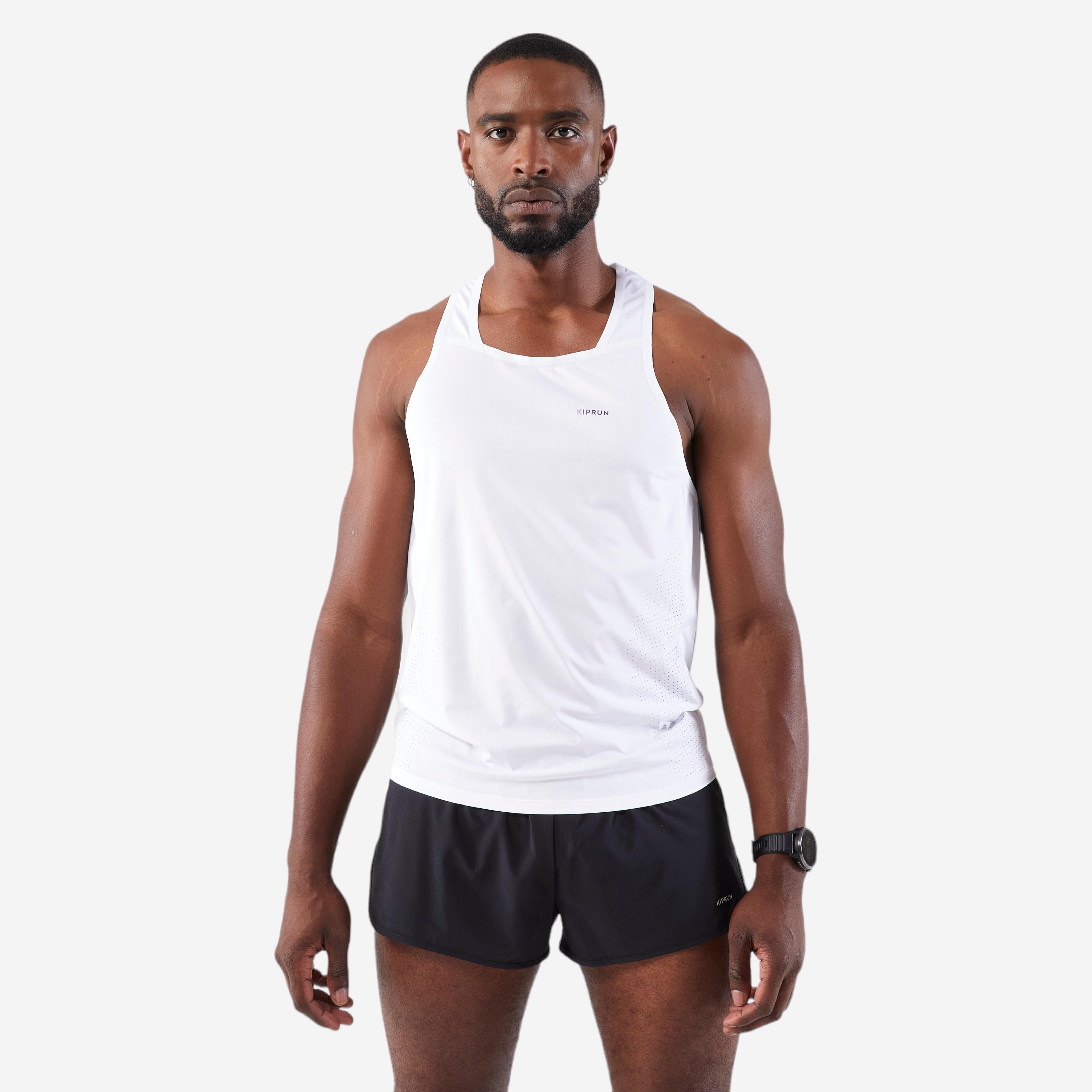 Camiseta sin mangas ligera Running hombre KIPRUN Run 900 Replika Blanco Decathlon