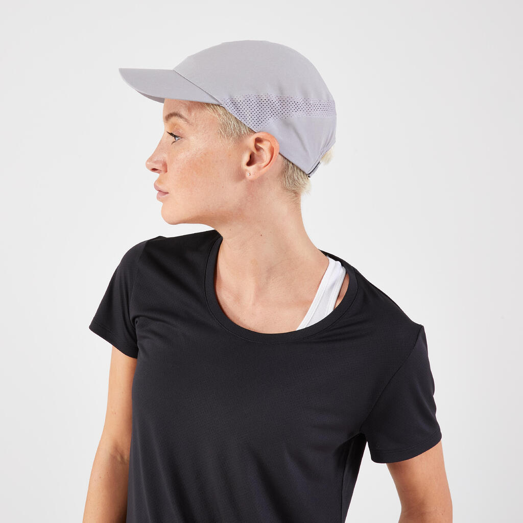 Gorra de running ajustable gris unisex KIPRUN